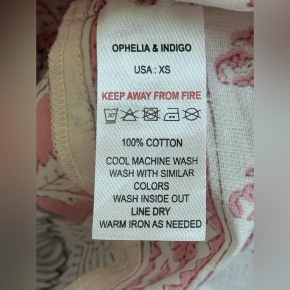 Ophelia & Indigo Boho Chic Floral Blouse 3/4 Sleeves Size XS - Picture 8 of 8